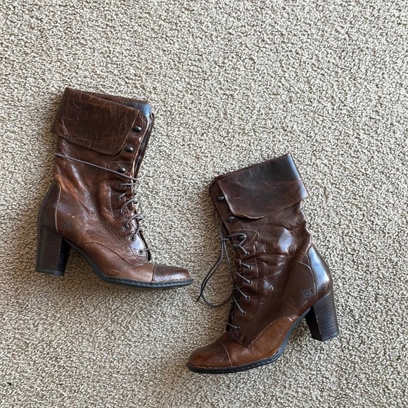 Born Shoes - Born leather boots combat lace up vintage 9